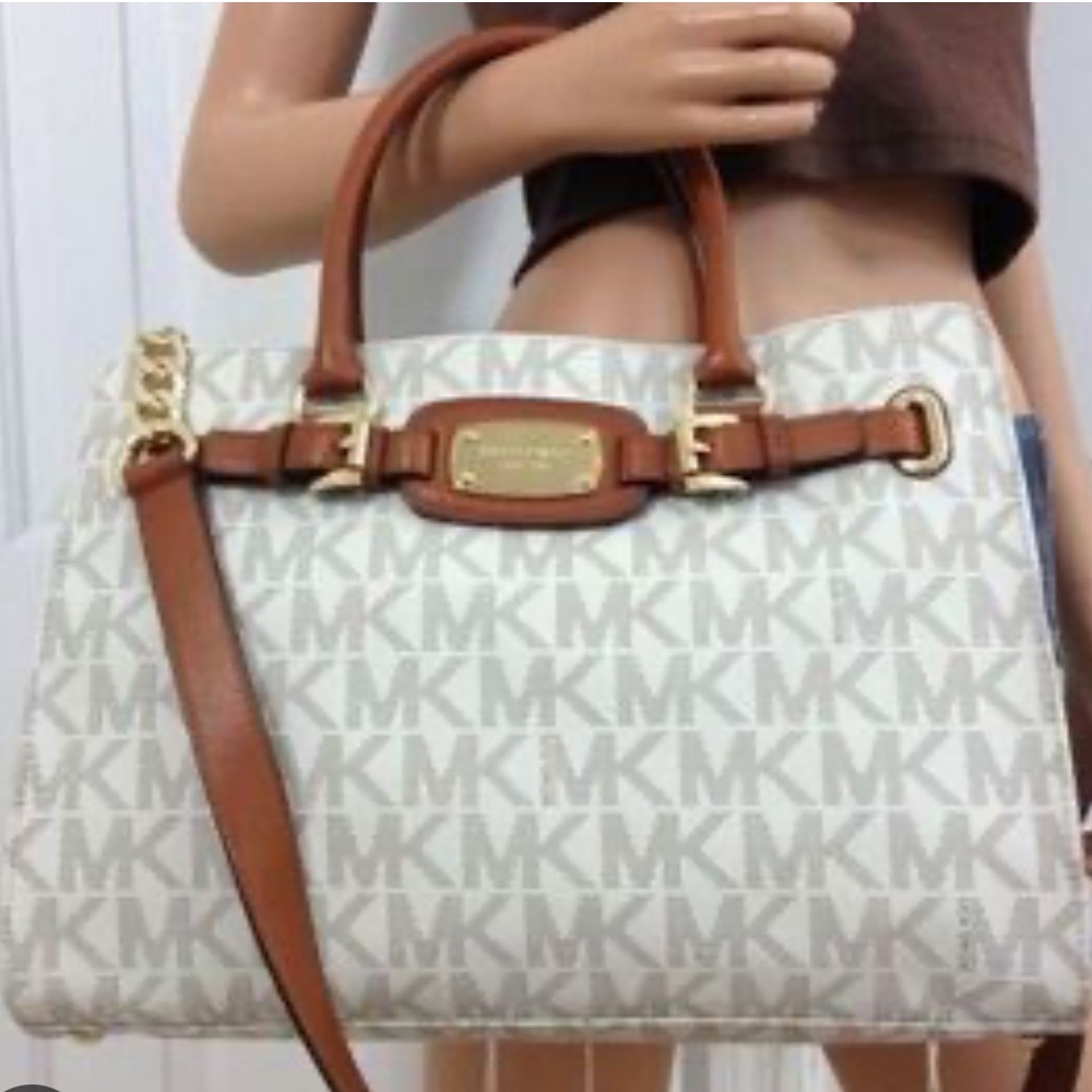 Michael Kors HAMILTON East West Satchel Tote Shoulder Bag VANILLA